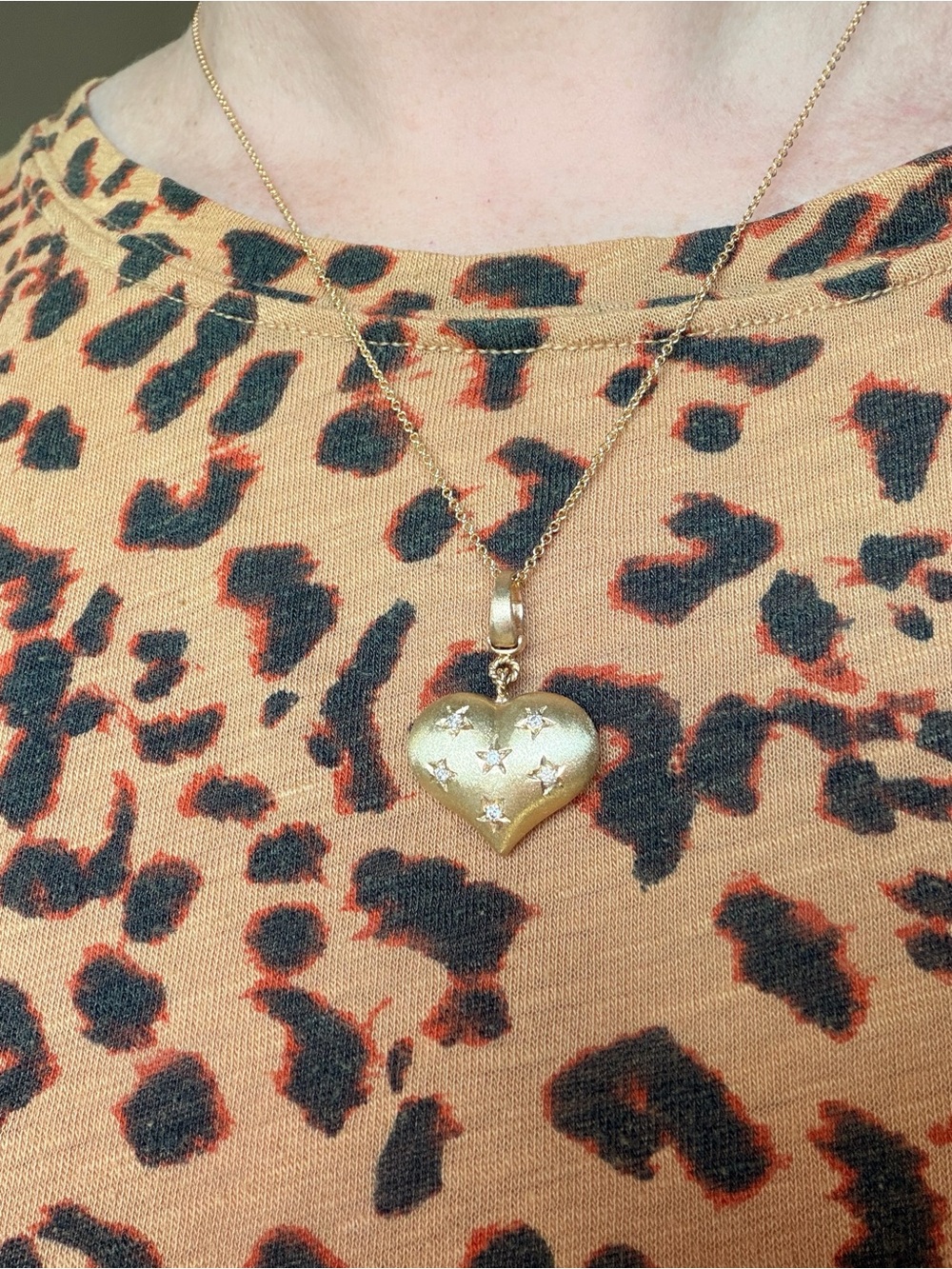 Marie Lichtenberg Gold Heart Pendant Charm with Star-Set Diamonds - Picture 10 of 11